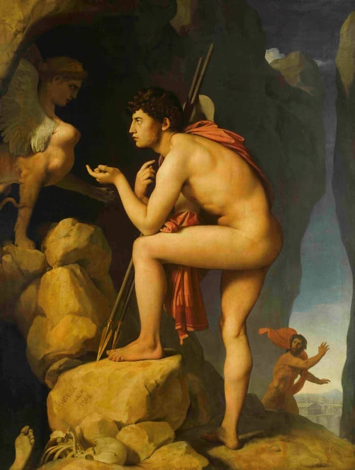 Œdipe explique l'énigme du sphinx de Ingres