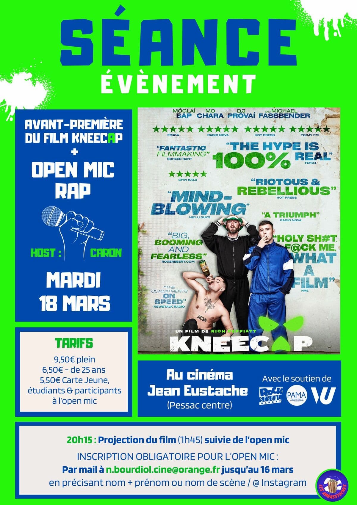 Avant-première du film KNEECAP + open mic