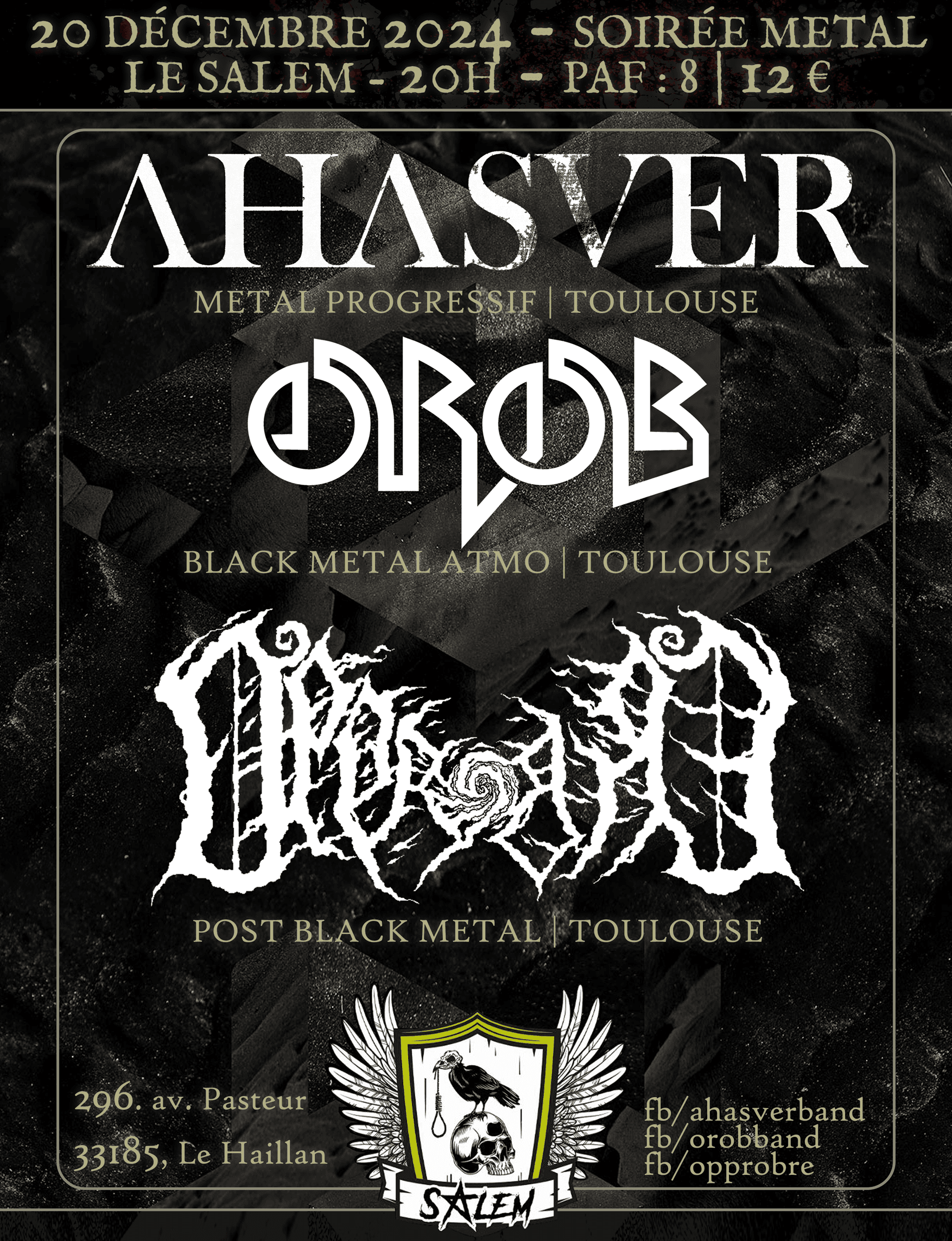 Soirée Post et Black Metal : AHASVER + ᎾᎡᎾᏴ + ᎾᏢᏢᎡᎾᏴᎡᎬ