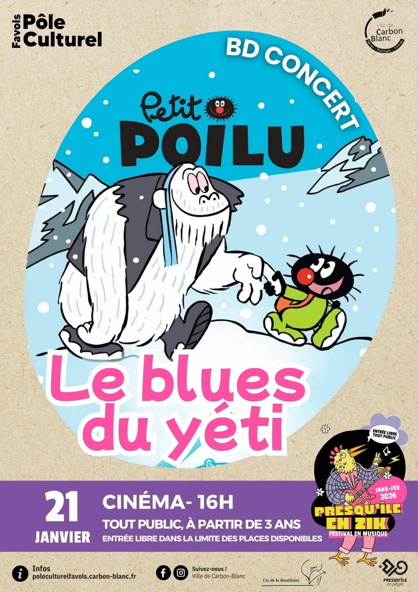 BD-CONCERT - PETIT POILU "LE BLUES DU YETI" - par la Compagnie de la Bouilloire