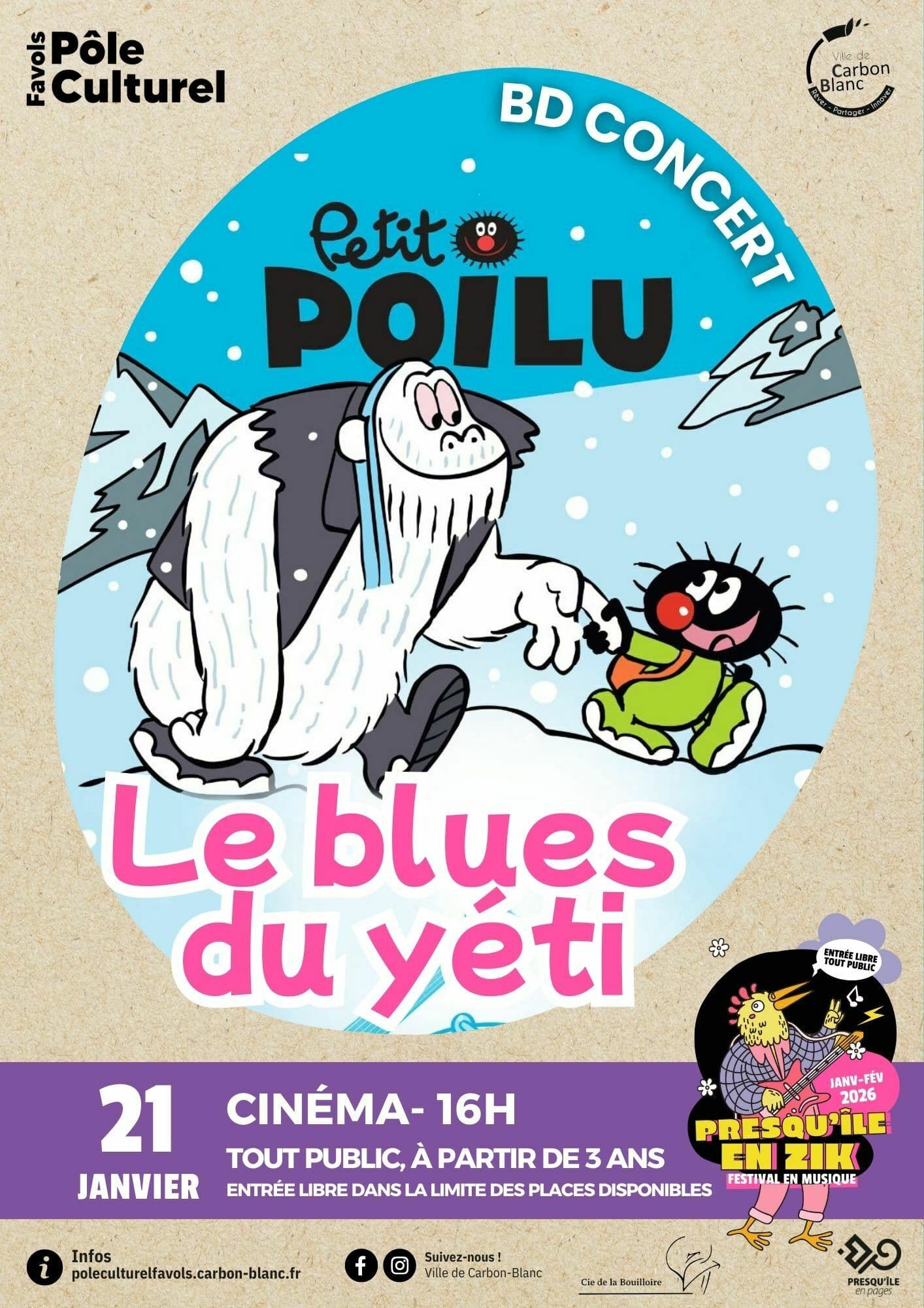 BD-CONCERT - PETIT POILU "LE BLUES DU YETI" - par la Compagnie de la Bouilloire