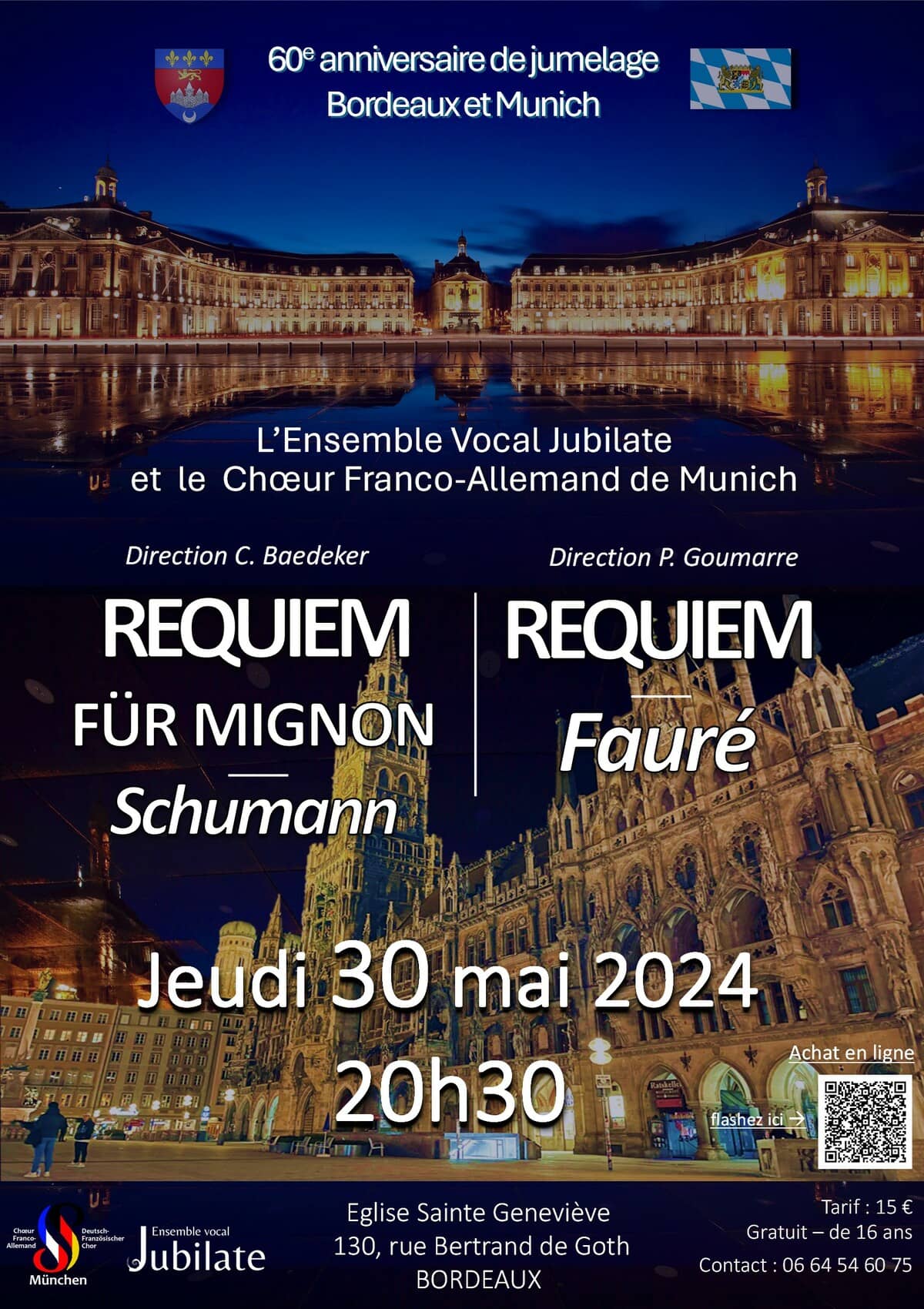 Concert commun de l'Ensemble Vocal Jubilate de Bordeaux et du Choeur franco-allemand de Munich