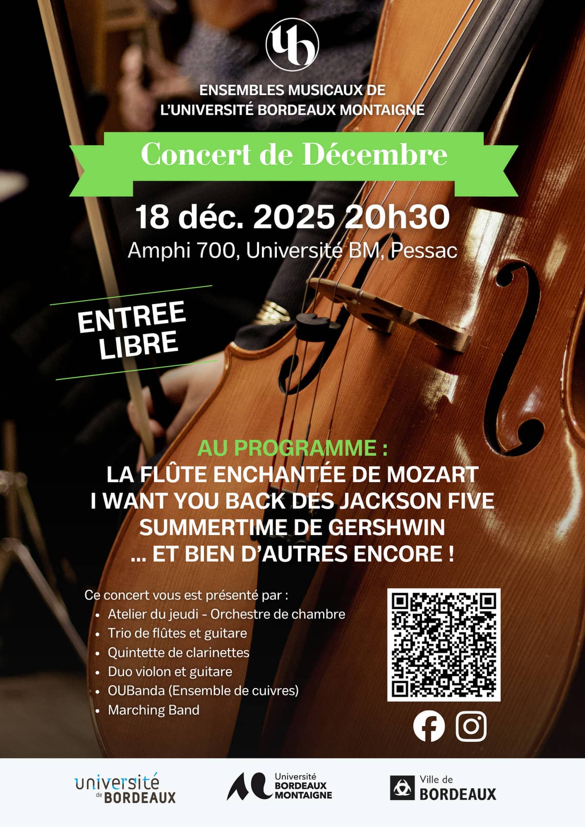 Concert de Noël - Ateliers de Musique de Chambre de l'OUB