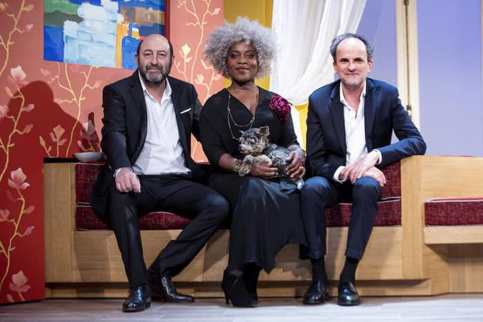 Kad Merad, Claudia Tagbo et Lionel Abelanski dans ''Amis''