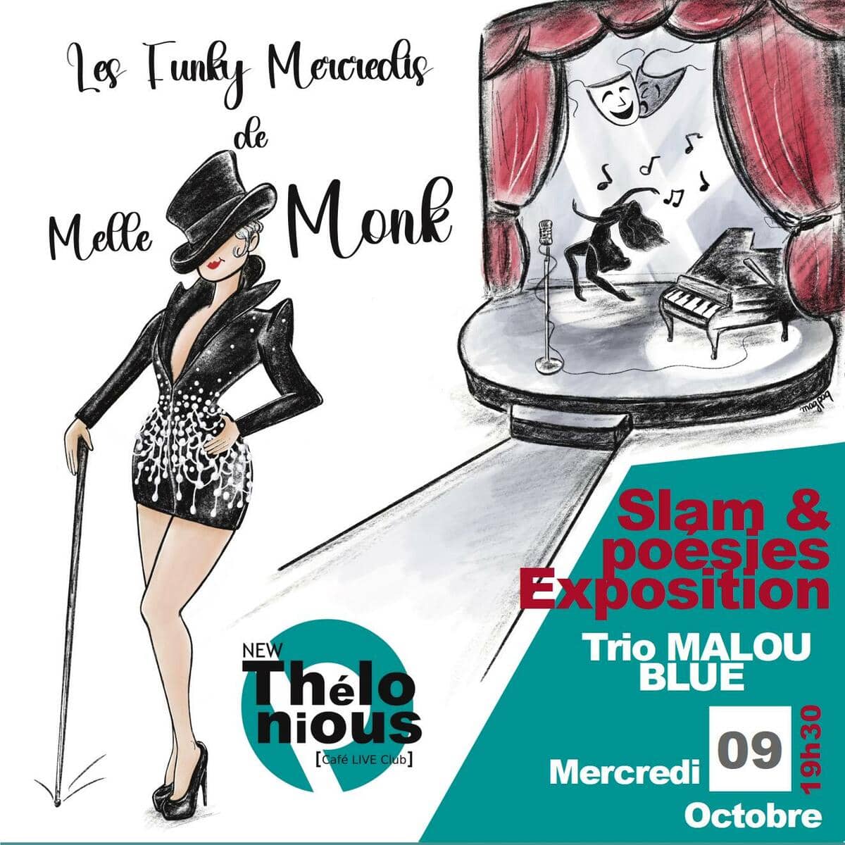 Le Funky mercredi de Mademoiselle Monk ! invite TRIO MALOU BLUE