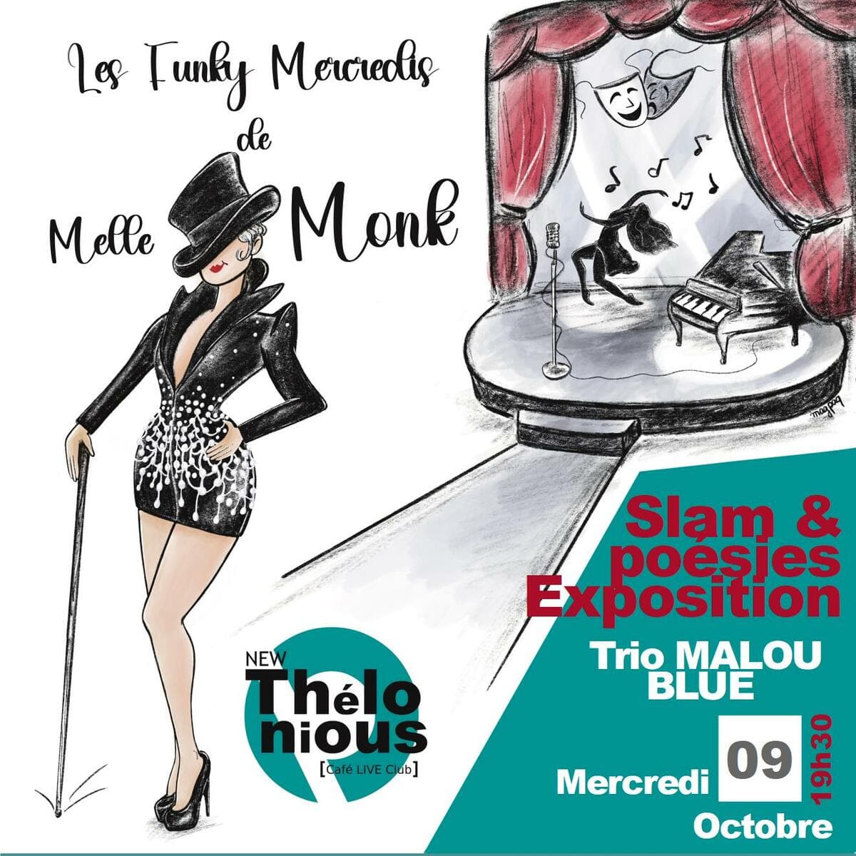 Le Funky mercredi de Mademoiselle Monk ! invite TRIO MALOU BLUE