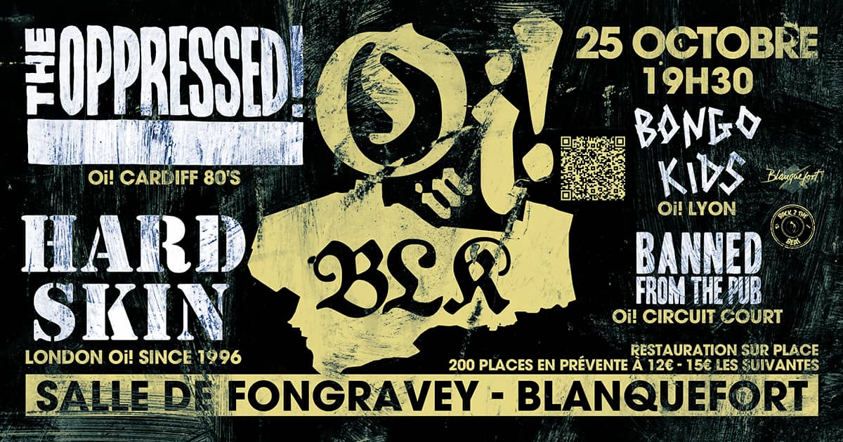 Oi! In Blk // The Oppressed, Hard Skin, Bongo Kids, Banned From The Pub