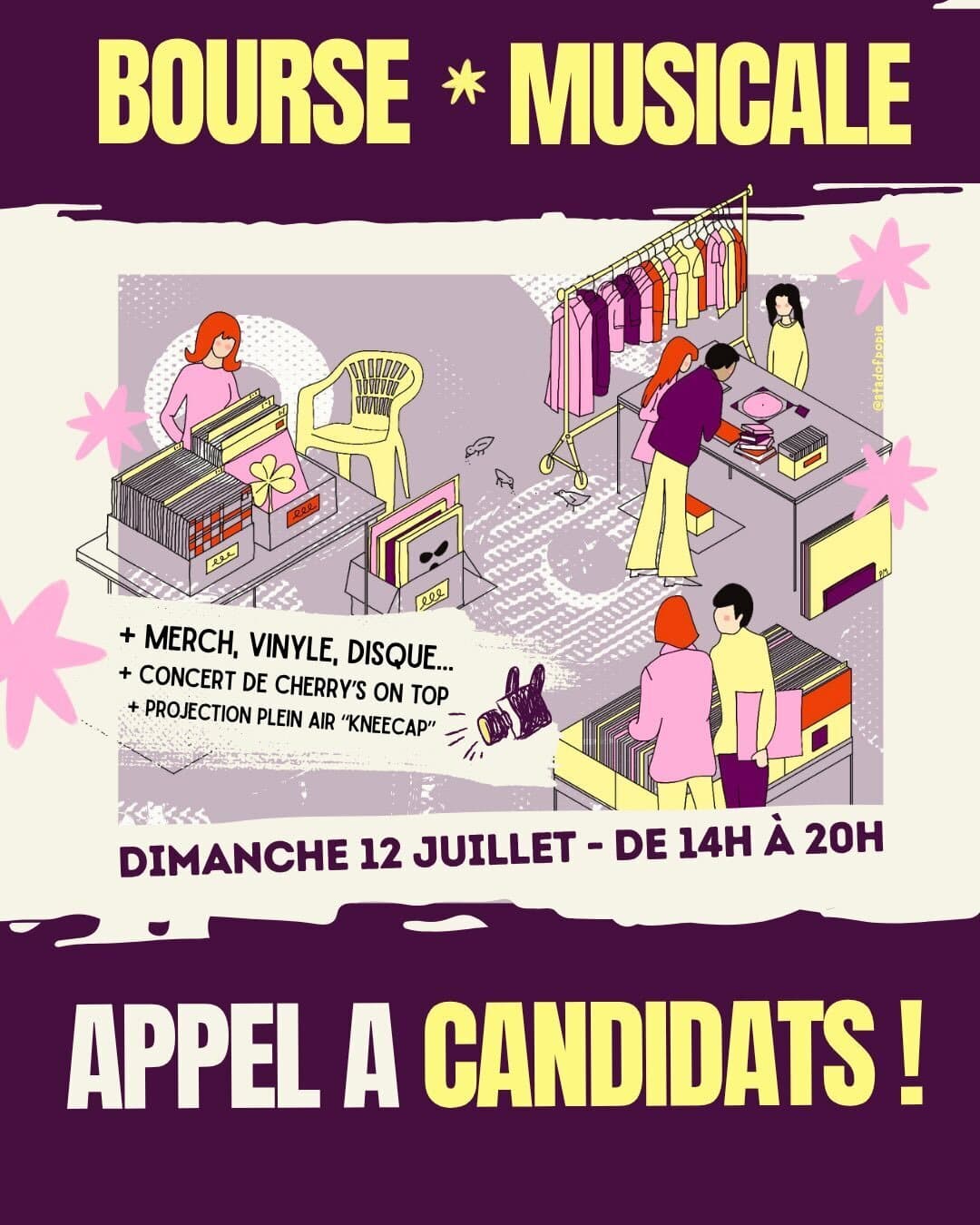 Relâche #17 : Cherry's on Top + bourse musicale + projection Kneecap