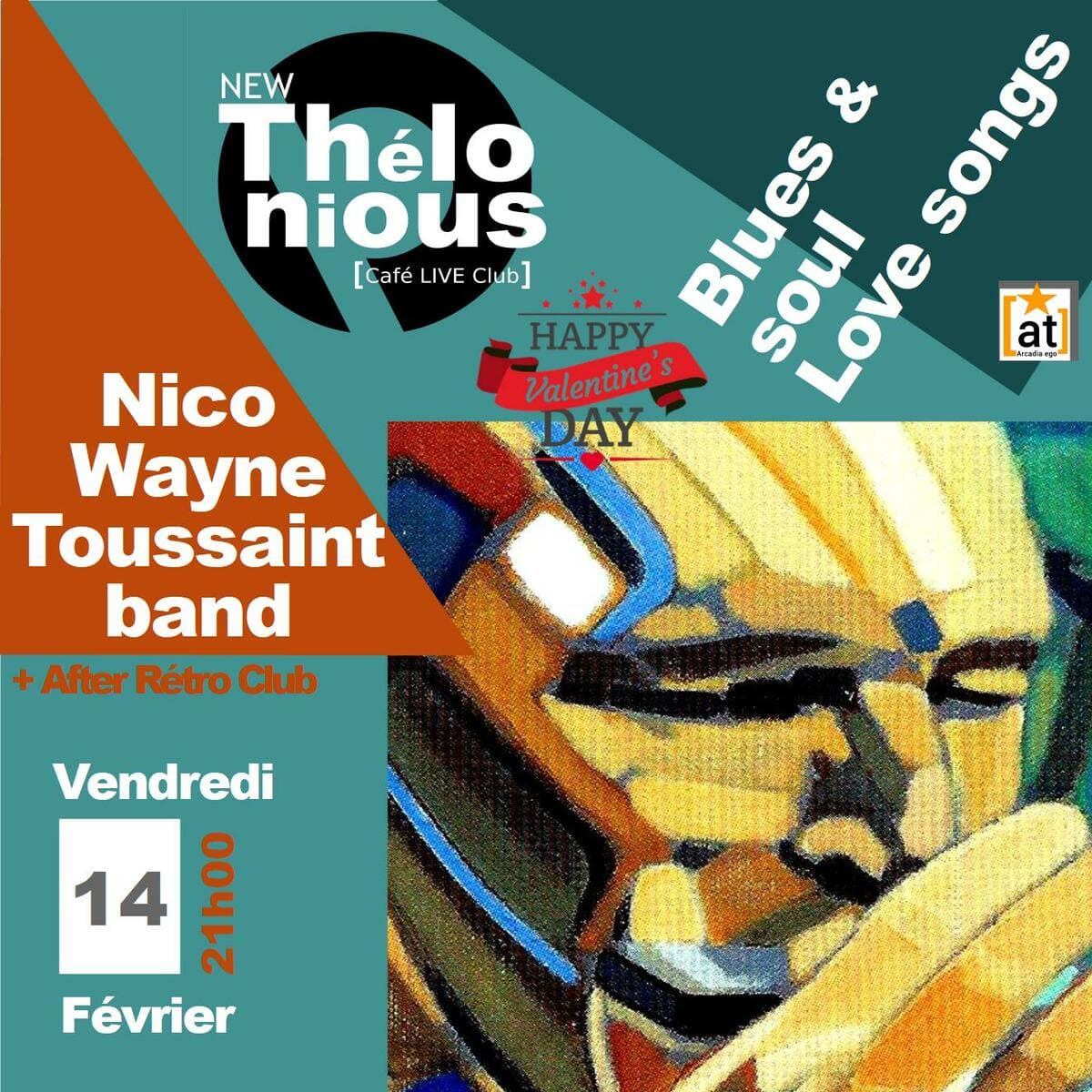 St Valentin avec Nico Wayne Toussaint band + After Rétro Club