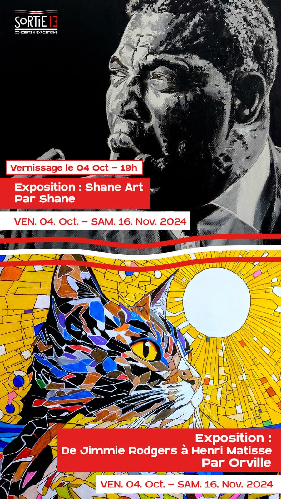 VERNISSAGE EXPOSITIONS · De Jimmie Rodgers à Henri Matisse - Par Orville · Shane Art - Par Shane