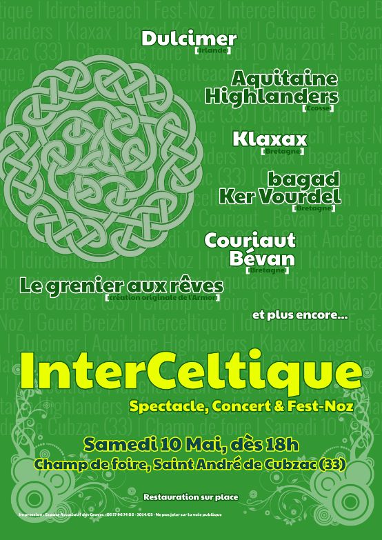 Festival Interceltique Avec Dulcimer + Bagad Ker vourdel + Klaxax + Aquitaine Highlanders + Couriaut/Bévan