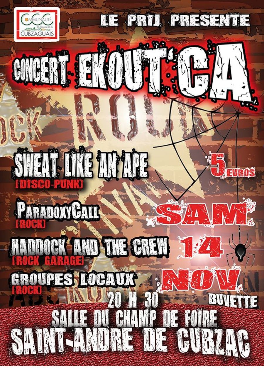 Ekout'ça 2015 - Avec Sweat Like an Ape + ParadoxyCall + Haddock and the crew + groupes locaux