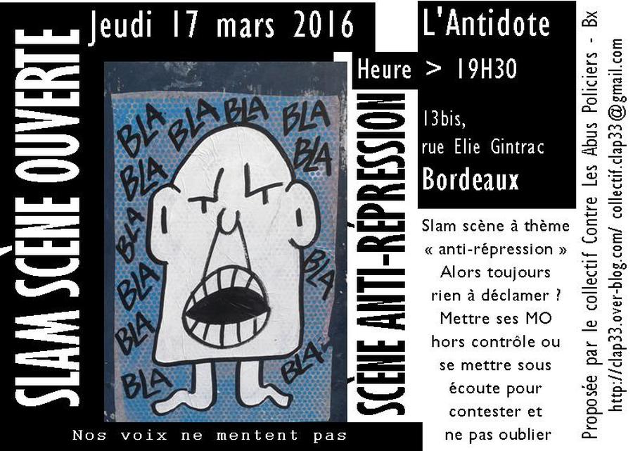 Slam scène ouverte à thème « Anti-répression » 