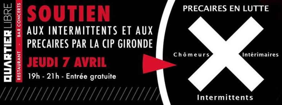 Soutien aux intermittents et précaires par la Cip Gironde