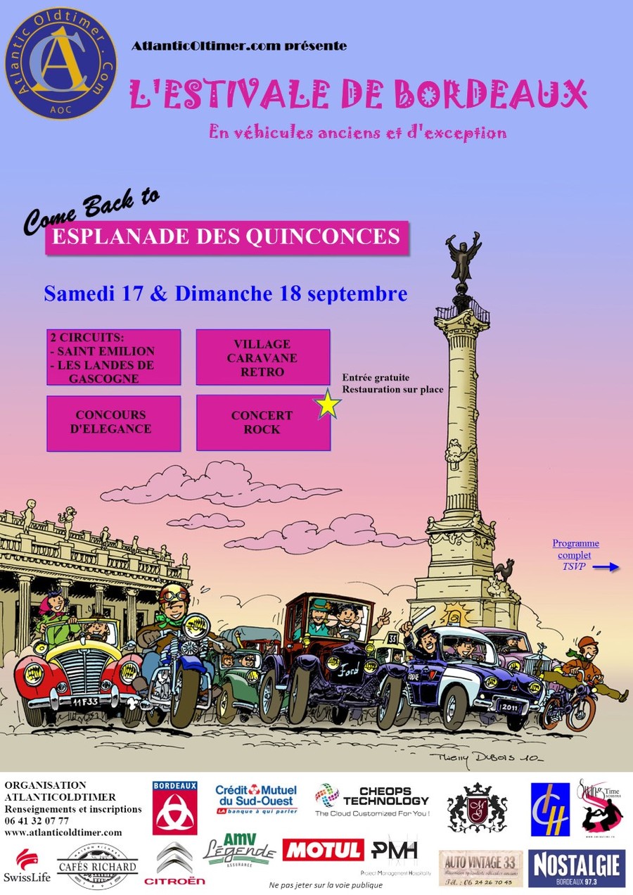 Traversée Estivale de Bordeaux Autos Motos Anciens + concert de LOCO SOUND OF TEPPAZ et SUPER PURÉE