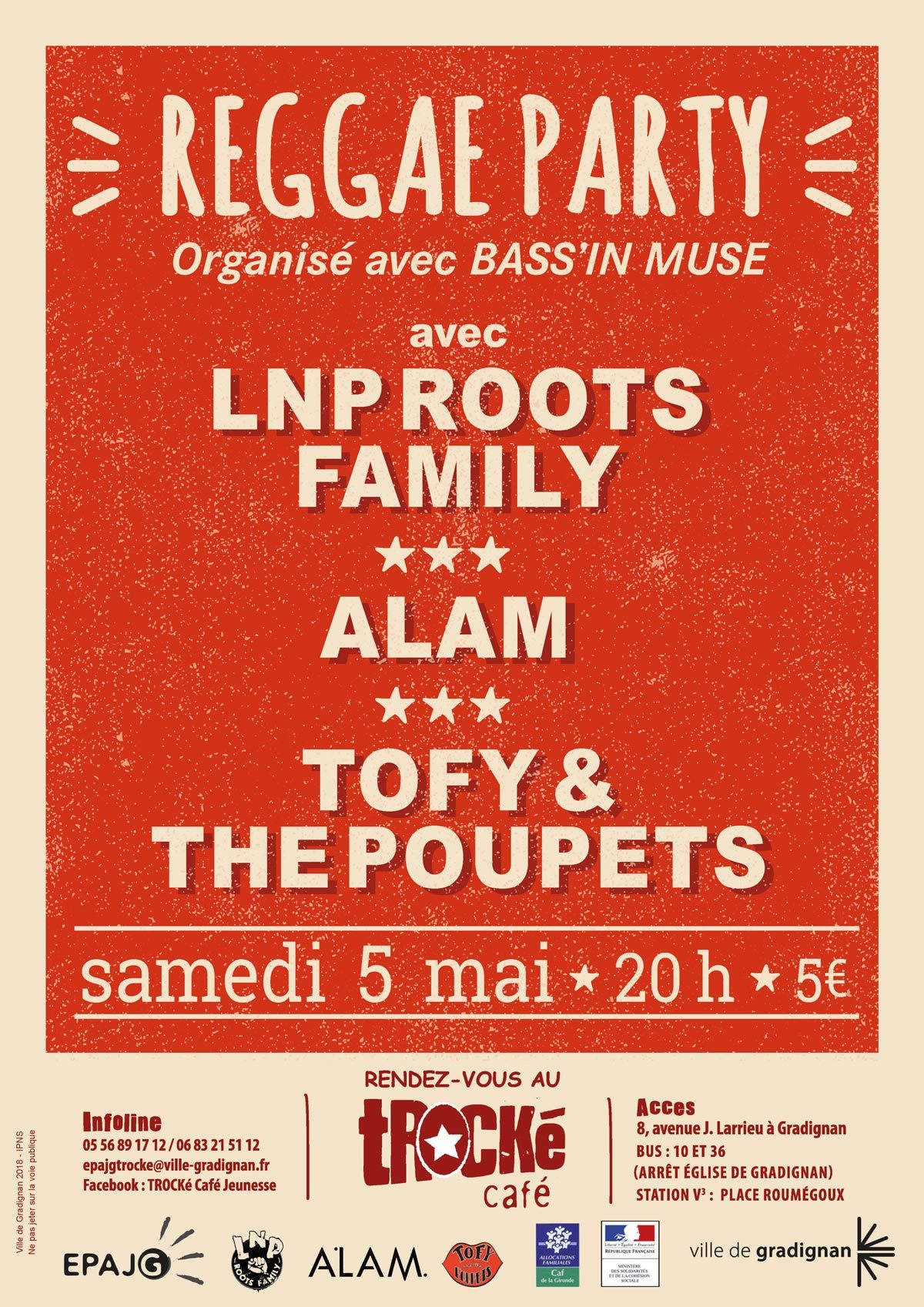 REGGAE PARTY : avec LNP ROOTS FAMILY + ALAM+ TOFY AND THE POuPETS
