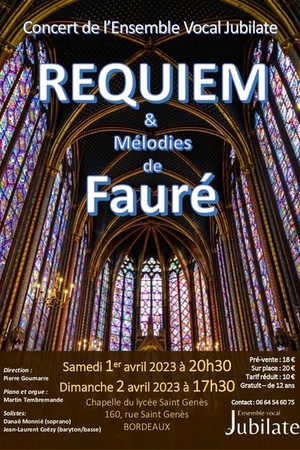 concerts Fauré de l'Ensemble Vocal Jubilate de Bordeaux