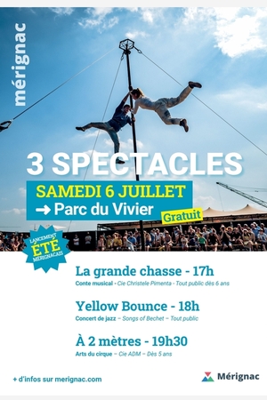 soirée 3 spectacles au Parc : conte musical, jazz et arts du cirque, gratuit de 17h à 21h