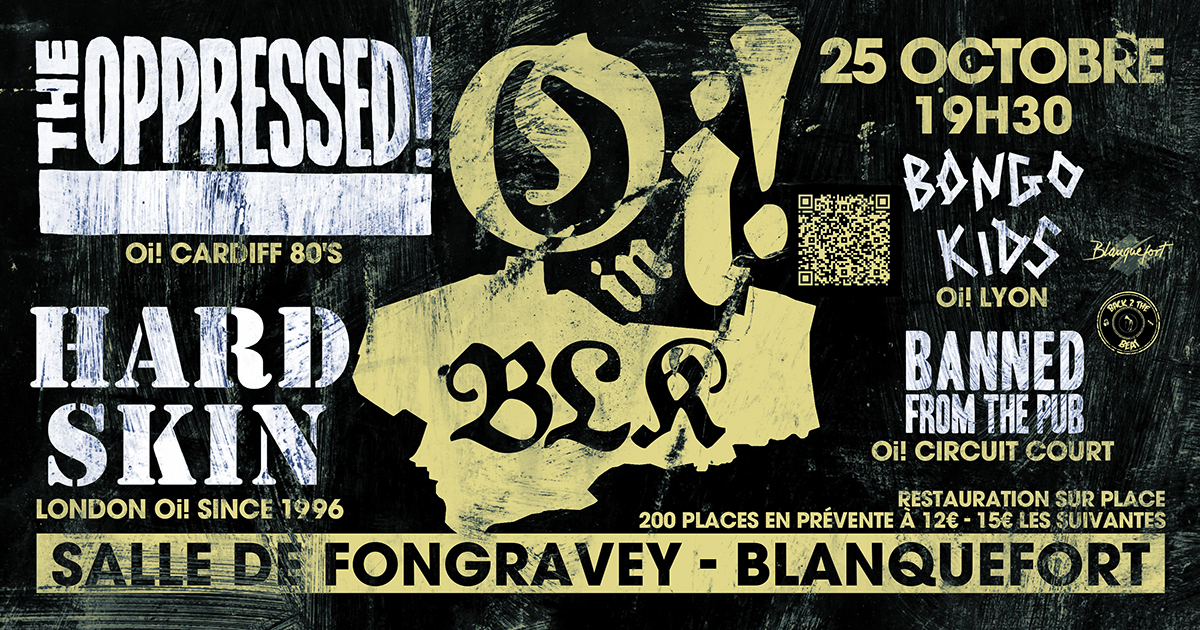Oi! In Blk // The Oppressed, Hard Skin, Bongo Kids, Banned From The Pub