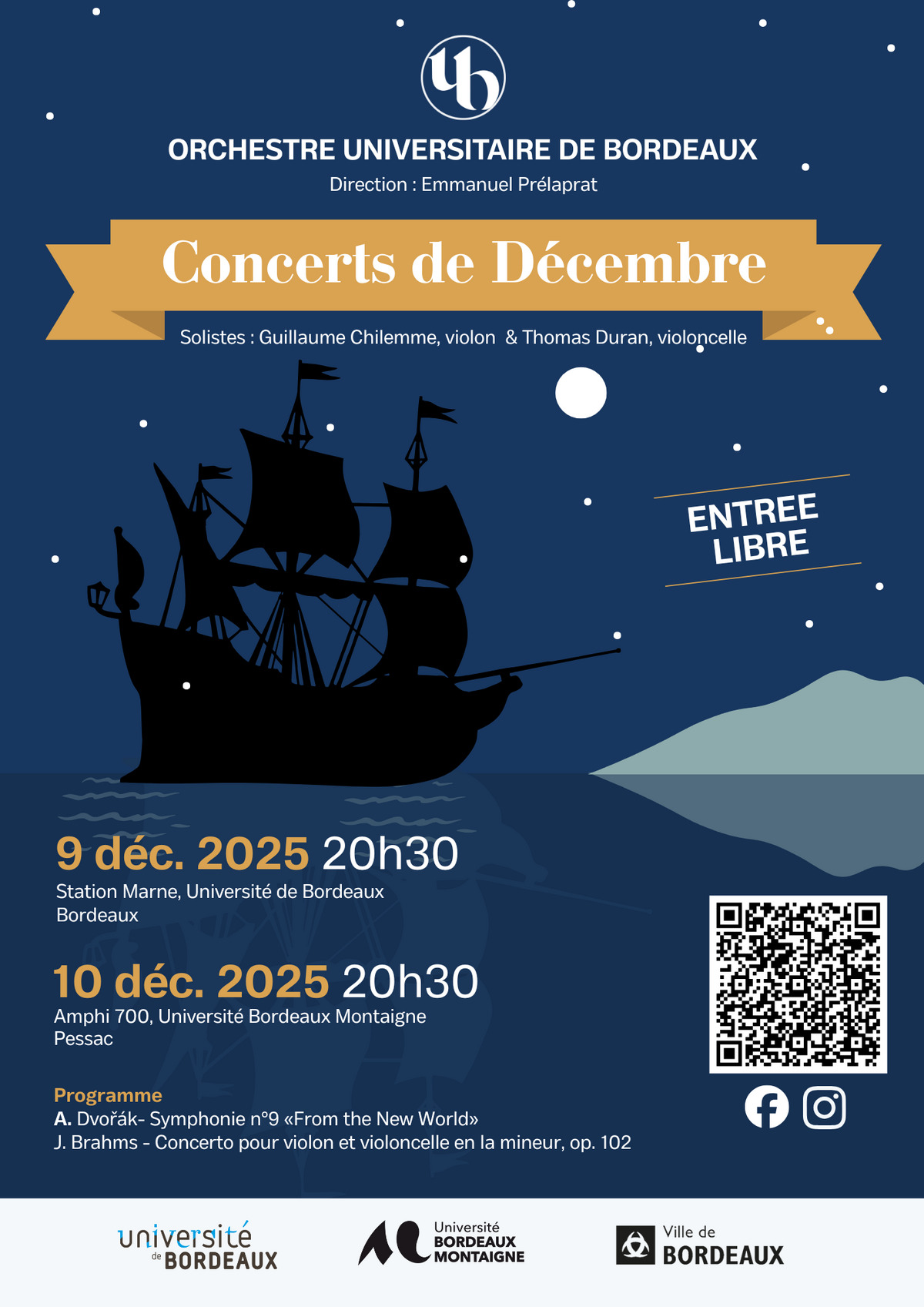 Concert de décembre de l'OUB - Mercredi 10 Décembre à l'Amphi 700, Pessac