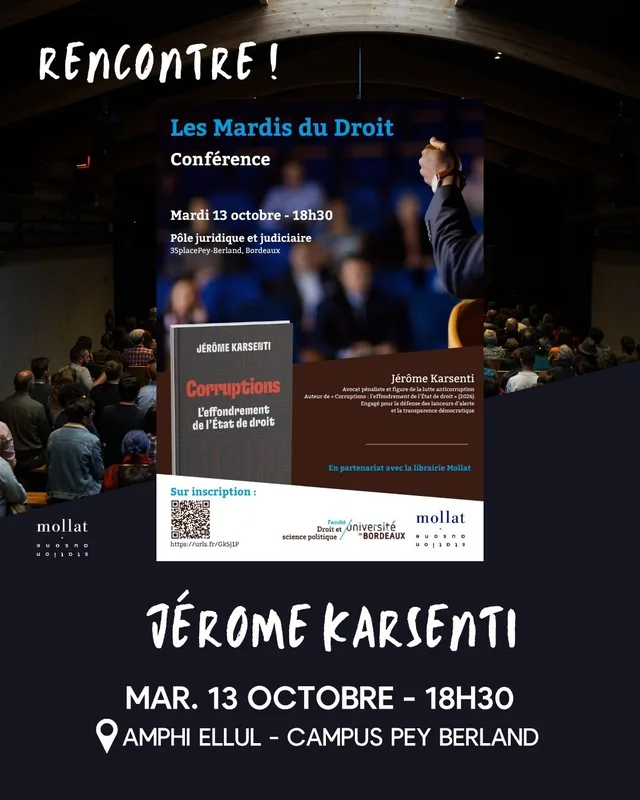 Mardi du droit - Rencontre avec Jérôme Karsenti