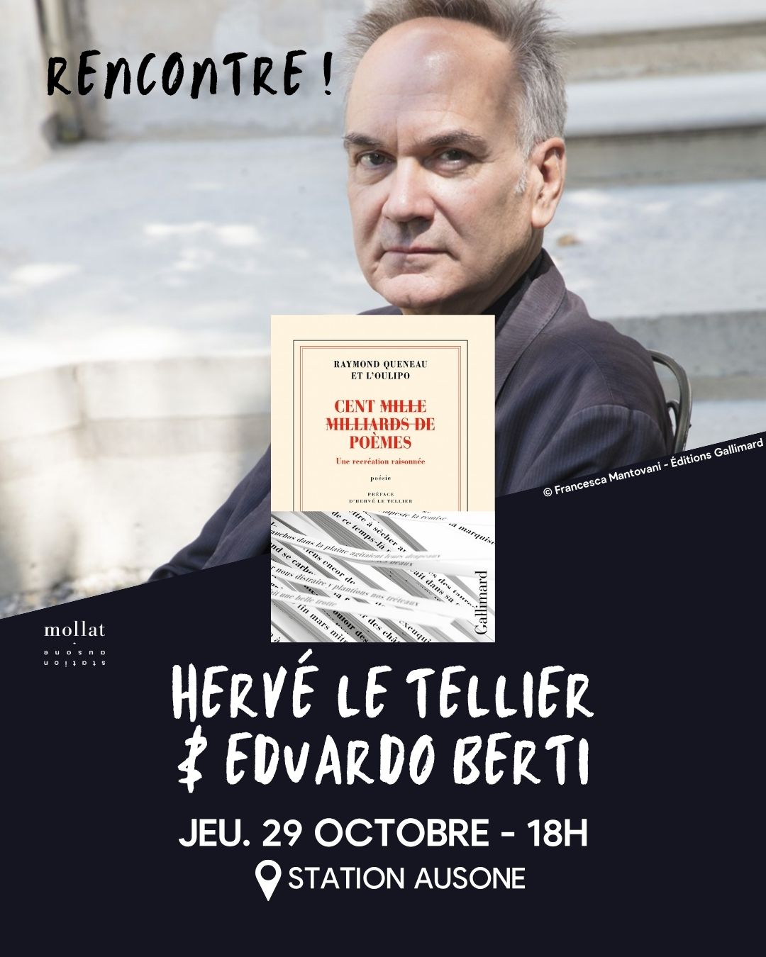 Soirée Raymond Queneau avec Hervé Le Tellier & Eduardo Berti