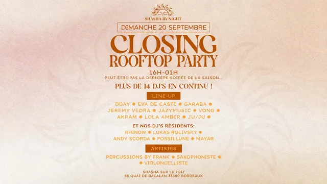 Closing Rooftop Party - Shasha by Night