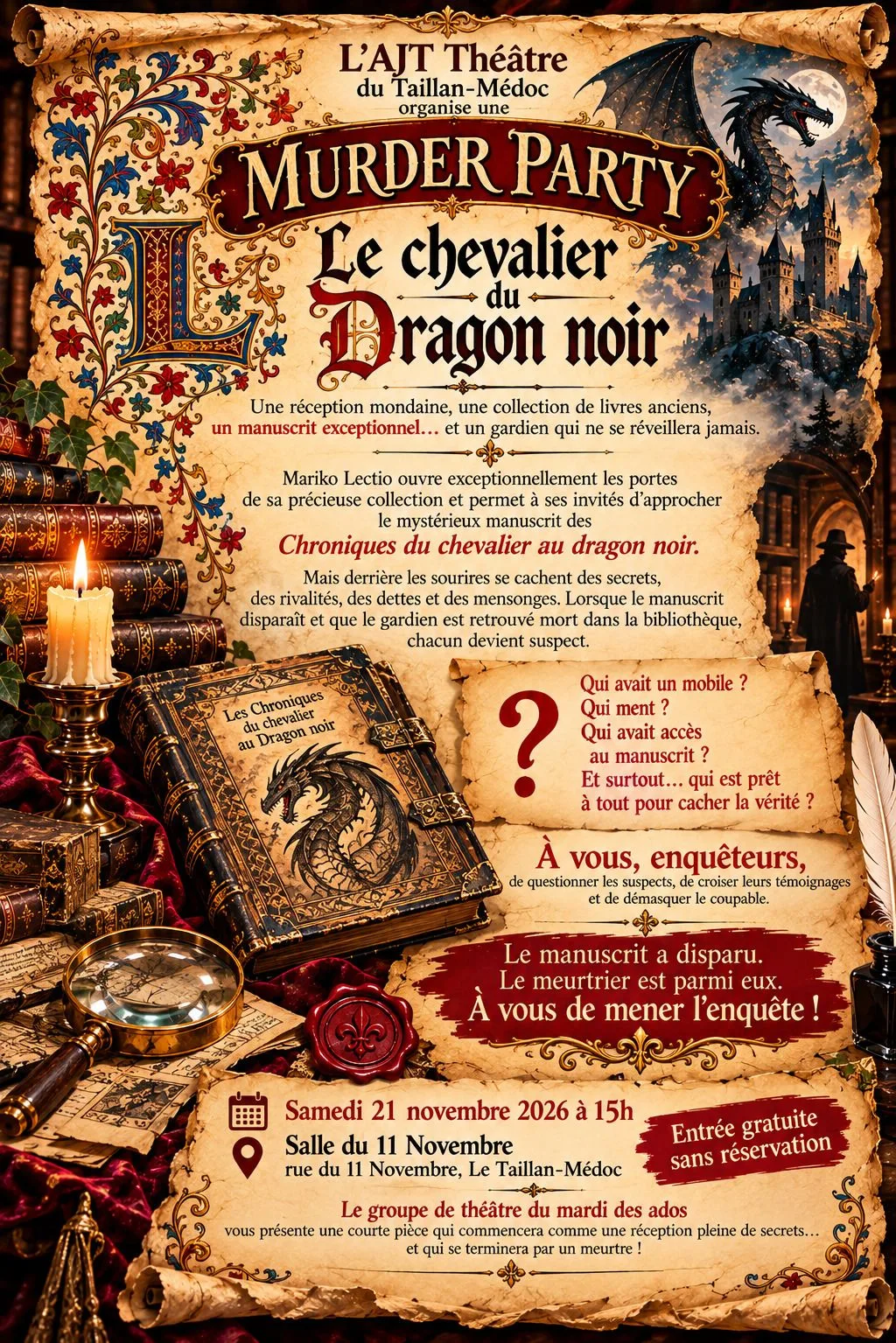 Murder Party - Le Chevalier du Dragon noir - AJT Théâtre